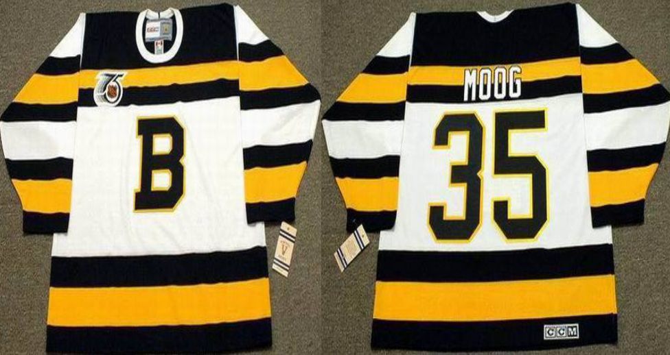 2019 Men Boston Bruins #35 Moog White CCM NHL jerseys->boston bruins->NHL Jersey